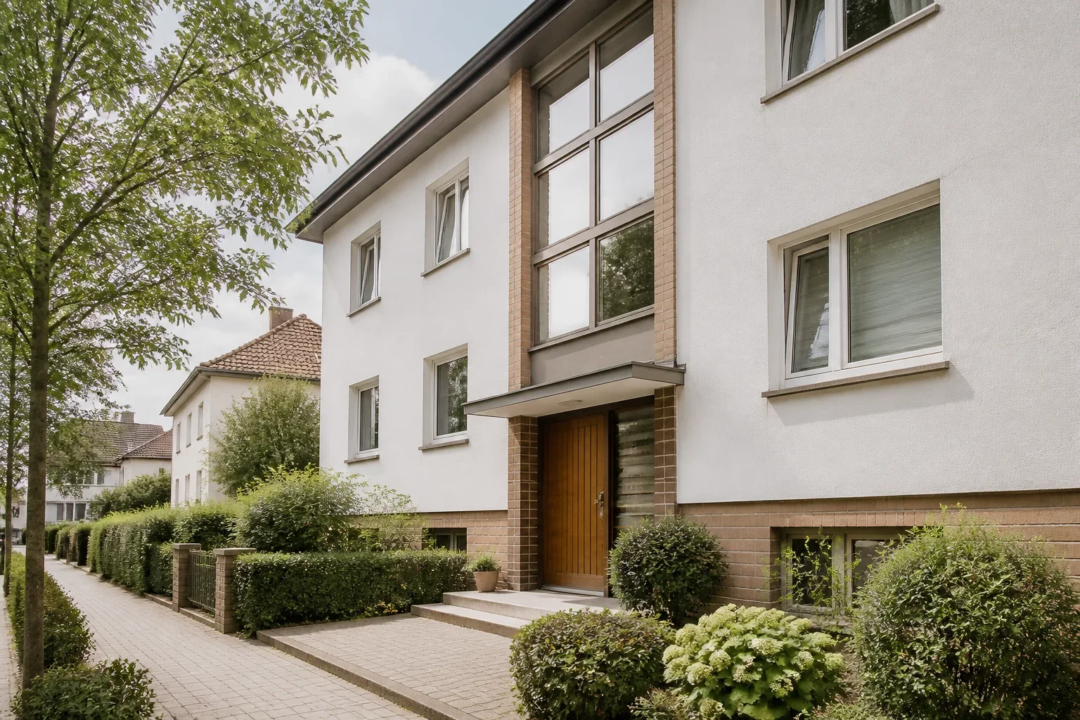 Gepflegtes Mehrfamilienhaus in einer grünen Wohnstraße